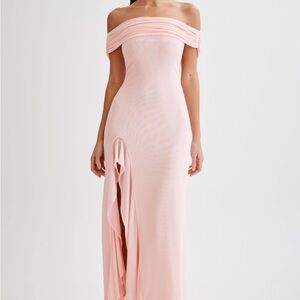 Meshki Off-Shoulder Blush Maxi Dress